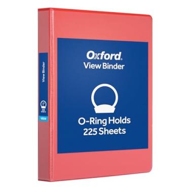 Imagem de Oxford Fichário de 2,5 cm durável, 3 anéis de 2,5 cm com capa de visualização, dobradiça XtraLife, antiaderente, sem PVC, vermelho, capacidade para 225 folhas, fichário único (1017671)