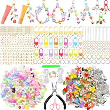 Imagem de Kit de fabricação de chaveiros, berloques a granel Y2k Lip Gloss Kindle Charms, kit de berloques para telefone, chaveiro fofo com contas, 300 peças, 100 peças, berloque para chaveiros faça você mesmo