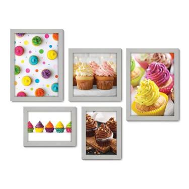 Imagem de Kit Com 5 Quadros Decorativos - Cupcake Doceria Lanchonete Cozinha - 1