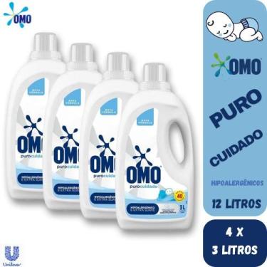 Imagem de Kit 4 Lava Roupas Líquido Omo hipoalergênico Roupas Finas de Bebê Puro