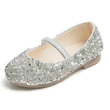Imagem de MNSZCN Sapatos de princesa para meninas, com glitter, dança, festa, cosplay, sapatilhas, florista, vestido de casamento para crianças pequenas, Dourado, 12 Toddler