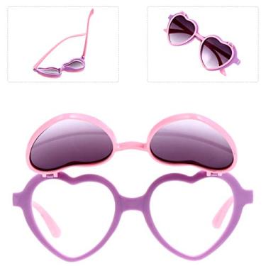 Imagem de VALICLUD Óculos de sol infantis em forma de coração dobrável para festa infantil
