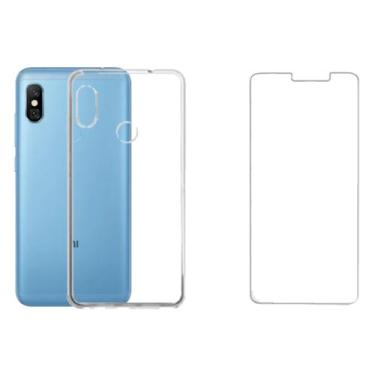 Imagem de Capa Silicone Para Redmi Note 6 Pro Clear Fume + Pel. Vidro - Mustangs