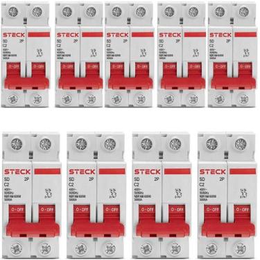 Imagem de 9 Disjuntor Bipolar 63 amperes Curva C 3ka Steck SDD62C63