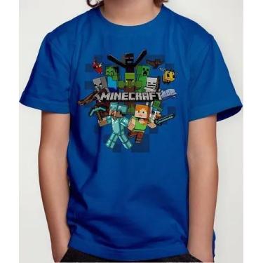 Imagem de Camiseta Camisa Juvenil Infantil Menina Menino Gamer Blocos Mine Roupa