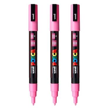 Imagem de posca Marcadores de tinta à base de água PC-3M, ponta fina reversível (0,9-1,3 mm), rosa, 3 unidades