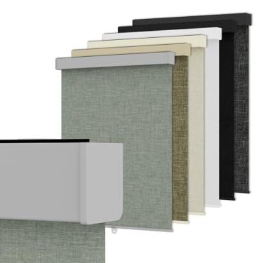 Imagem de Bliwans Persianas de rolo blackout para janelas, persianas de rolo sem fio Free-Stop com sanefa, persianas de tecido com isolamento térmico, proteção UV para casa, quarto, cinza, 58 cm L x 182 cm A