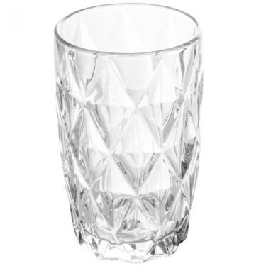 Imagem de Copo Diamond Alto De Vidro 390ml Lyor Transparente Diamante Suco Água 