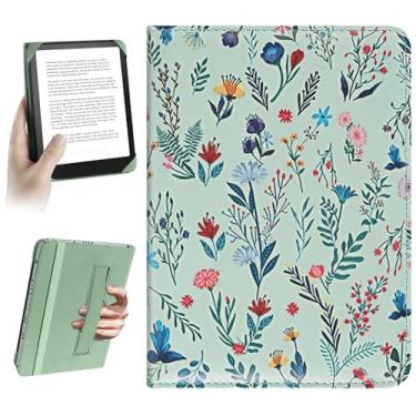 Imagem de HoYiXi Capa universal para Kindle eReaders de 6,8 polegadas e 7 polegadas compatível com Paperwhite/Kobo/BOOX T68/iReader Ocean, capa protetora para eReaders de 17,3 a 17,8 cm, corda elástica, flores