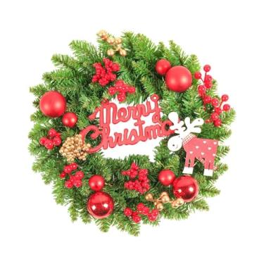 Imagem de Generic Guirlanda de Natal com agulhas de artificiais, decoração de Natal para pendurar em casamento, para lareira, janela, escritório, parede, Bola Vermelha 30x8cm