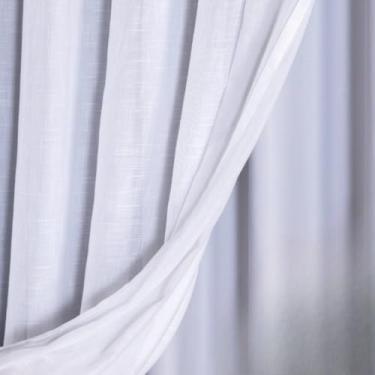 Imagem de Cortina Voil Gaze de Linho 4m x 2,30/2,40/2,50/2,60/2,70/2,80 com Forro Blackout Original(BRANCO,2,30m)