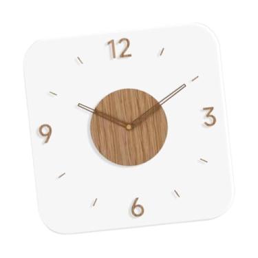 Imagem de Generic Relógio de parede de madeira acrílico, relógio de parede, decoração para casa, decorativo, movimento silencioso para sala de jantar, casa de fazenda, Quadrado
