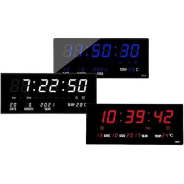 Imagem de RELÓGIO de Parede LED DIGITAL Super Grande Para Academia Consultorio Sala de Espera Alto Brilho com Termômetro Data e Hora Alarme e Cronometro