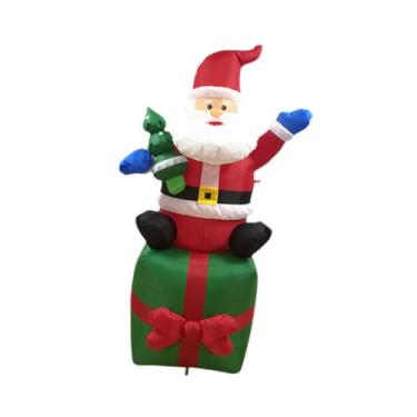 Imagem de IEUDNS Papai Noel inflável de Natal de 6 pés com Papai Noel leve sentado na caixa de presentes, infláveis ​​de Natal para quintal festivo