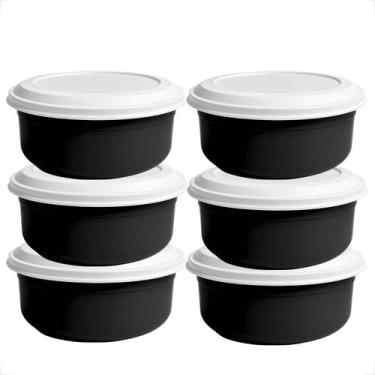 Imagem de Kit Saladeira 4,6L 10 Unidades Coloridas com Tampa Branca Em Plástico 