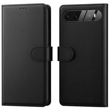 Imagem de RadEnergy Capa carteira de couro com bloqueio de EMF para Google Pixels com suporte de cartão, proteção antiradiação eletromagnética, bloqueador de radiação celular, capa flip de couro (preta, para