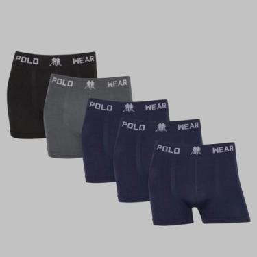 Imagem de Kit 5 Cuecas Boxer Polo Wear Microfibra Sem Costura Premium, 1preto, 1