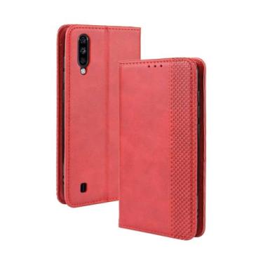 Imagem de Capa para ZTE Blade Blade A7S,Retro Flip magnético,Caso de telefone de couro PU,Design de carteira com 3 slots de cartão e 1 clipe de dinheiro -Red