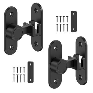 Imagem de YogePote Fechadura de porta de celeiro de 90/180 graus, ferragens para banheiro, quarto, cerca, garagem, armário, ao ar livre – Segurança doméstica e privacidade fechadura de porta deslizante (preto-2