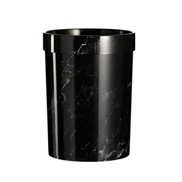 Imagem de Caixote do lixo doméstico lixeira estilo nórdico sala de estar cozinha lata de lixo com prensa sem tampa cesto de papel de lixo, lixeira de plástico caixote do lixo/Schwarz/8L