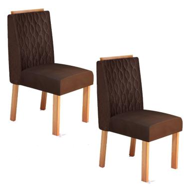 Imagem de Conjunto 2 Cadeiras Estofadas Para Mesa De Jantar Naturalle Roma Bom Pastor