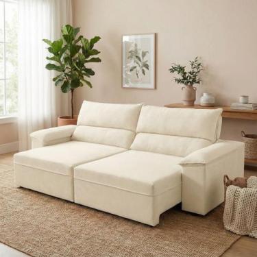 Imagem de Sofá Retrátil e Reclinável 3 Lugares Molas Ensacadas 230cm Veludo Malt