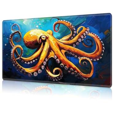 Imagem de MTG Playmat,Game Play Mat for MTG TCG 24 x 14 inches Cards Game Playmats,Trading Card Game Stitched Play Mats Commander Deck Gaming Desk Mat Card Gameplay Mats,Blue Octopus
