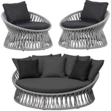 Imagem de Chaise área Externa Monza Alumínio Corda Náutica Trama Cinza