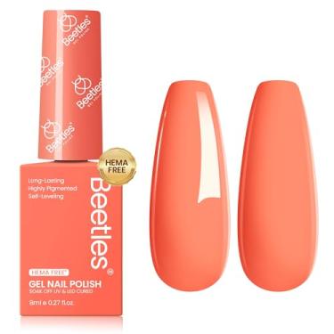 Imagem de Esmalte de gel laranja coral Beetles, esmalte de gel laranja claro neon 8 ml livre de hemas, esmalte de gel para fogos de artifício apaixonados, imersão em gel, frasco colorido UV, arte para unhas