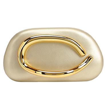 Imagem de VNIMTI Bolsas noturnas, bolsa clutch noturna para mulheres formais, bolsas de couro PU com corrente, bolsa de alça moderna para festa, Ouro claro