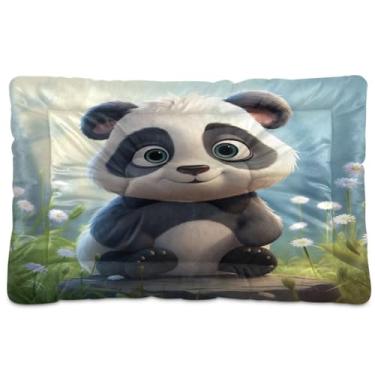 Imagem de Wassud Cama de cachorro Forest Panda para cães pequenos, tapete lavável para animais de estimação e viagens 45,7 x 61 cm