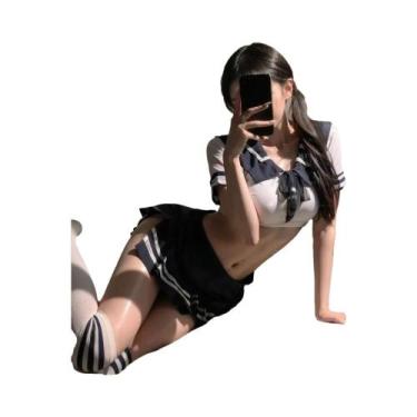 Imagem de Saia Mini Feminina Fofa E Blusa Justa, Uniforme Escolar, Fantasia De C