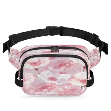 Imagem de Lindas pochetes de flores rosa para mulheres e homens com alça ajustável, bolsa transversal, bolsa de peito, bolsas de bumbum, bolsa de estilingue, Cor 1