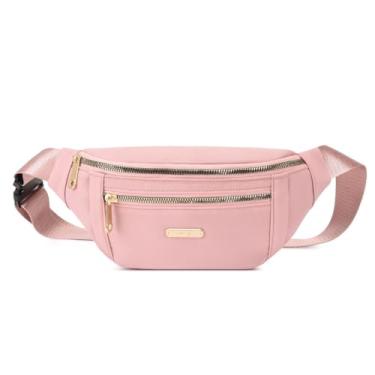 Imagem de Pochete unissex com bolsos com zíper para corrida, viagem, trilhas, fitness, rosa, Large, Tendência