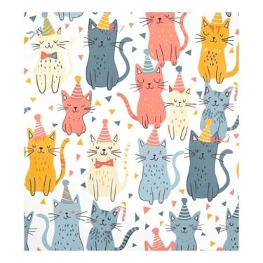 Imagem de Capa magnética de geladeira à prova d'água com estampa de gatos de festa fofa para cozinha e máquina de lavar louça, adesivos decorativos 58 cm x 66 cm