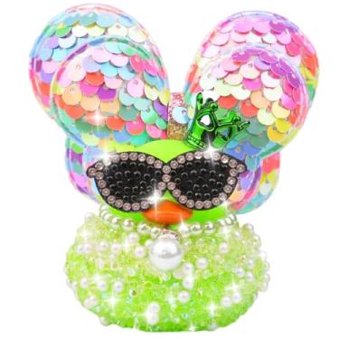 Imagem de CoFuBcad Ornamentos de carro de pato de borracha de diamante, acessórios de decoração de painel de carro de patos brilhantes com coroa, óculos de sol, asas de glitter, colar de pérolas, presentes