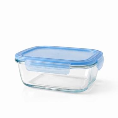 Imagem de Pote Hermético de Vidro Borossilicato 370ml Retangular · Tampa Silicone Vedação Ajustável · Para Micro-ondas, Freezer e Lava-louças