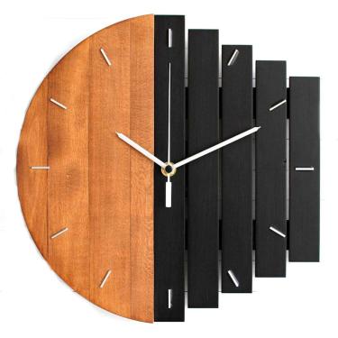 Imagem de Relógio de parede de estilo industrial abstrato silencioso de 30 cm de madeira