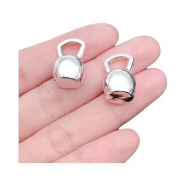 Imagem de Pingentes De Disco De Halteres De Fitness Em Prata, 10 a 32 Peças, Bri