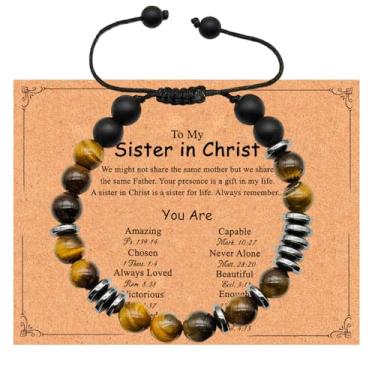 Imagem de Dczosily Pulseira de cruz para mulheres, presentes cristãos para mulheres, presentes de confirmação de batismo de Páscoa, pulseiras de amizade, presentes de aniversário de melhor amiga para mulheres