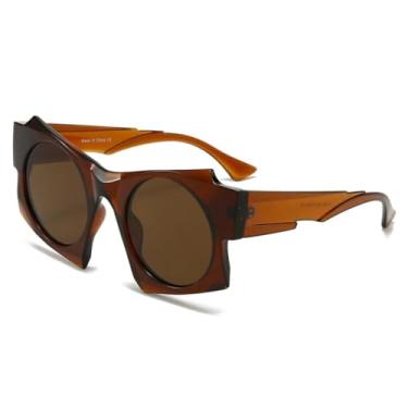 Imagem de HCHES Óculos de Sol com Armação Irregular, Modernos e Versáteis, Anti-ultravioleta para Uso Urbano (TEA)