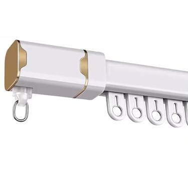 Imagem de Sistema de trilho deslizante, varão de cortina, trilho de cortina de armário para porta de armário de quarto, 2 4 6 8 10 14 18 20 pés poste de cortina de chuveiro branco (cor: champanhe, tamanho