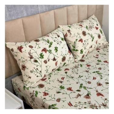 Imagem de Jogo de Lençol Casal 3 Peças 150 Fios Estampado – Lençol com Elástico, Fronhas com Zíper, Cama Box e Padrão (Modelo - 16)
