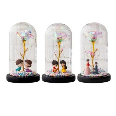 Imagem de CUOFYUNL Flor de rosa de vidro LED luz rosa em vidro para sempre presente de flor rosa para mulheres Dia das Mães Dia dos Namorados Casamento Romântico Festa em Casa Festivais (Tipo 3)