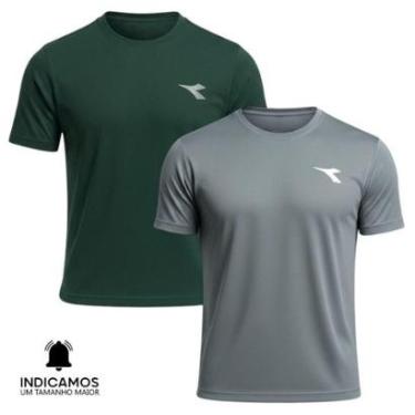 Imagem de Kit 2 Camisetas Diadora Small Logo Masculina - Verde Escuro e Grafite GG-Masculino