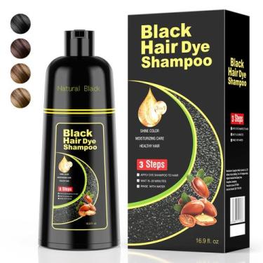 Imagem de Shampoo de Tintura de Cabelo KAISASA Black 500mL - 3 em 1 com Óleo de 