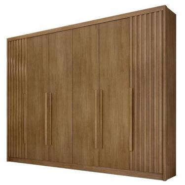 Imagem de Guarda Roupa Casal Ripado Bragança 6 Portas 8 Gavetas Cumaru 23  Novo 