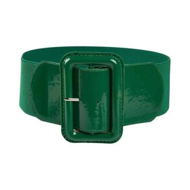 Imagem de Cinto Feminino Vintage Versátil Com Fivela Retangular Larga E Elástica