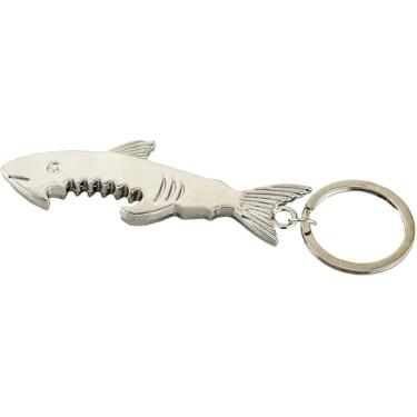 Imagem de Chaveiro tubarão abridor de garrafas de liga de zinco ferramenta abridor de cerveja chaveiro chaveiro anel acessórios (prata)