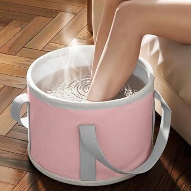Imagem de Bacia de imersão dobrável portátil para pés dobrável para viagem com alças para casa, spa, pedicure, acampamento, armazenamento compacto, grande